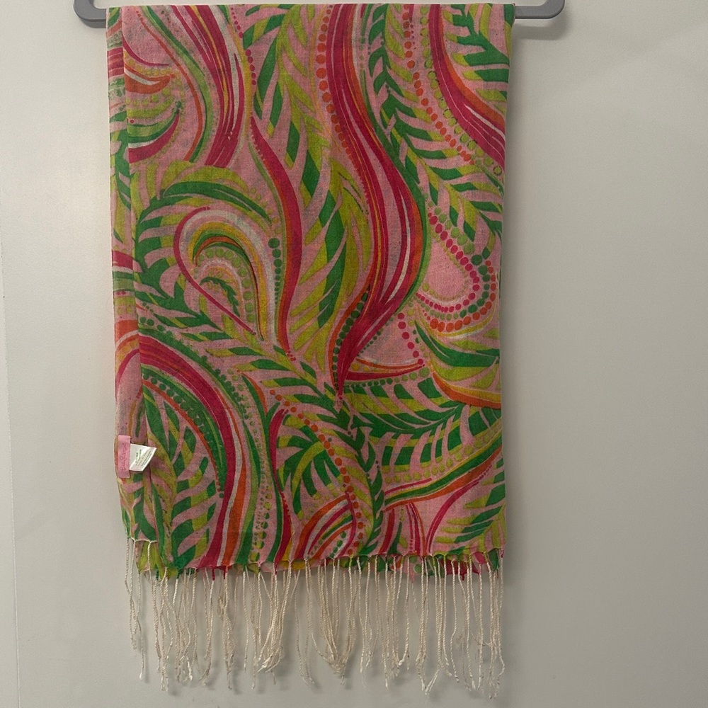 Lilly Pulitzer Pink and Green Silk Scarf